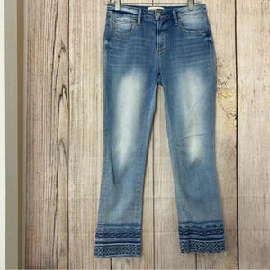 Driftwood Womens collete crop ankle jeans diamond blue embroidered size W25/L26